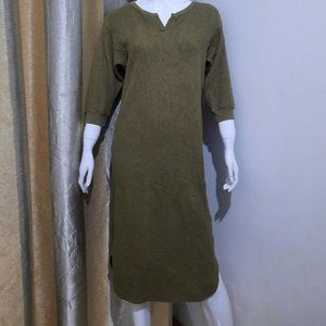 Uniqlo Midi Waffle Knit Dress (Army Green)